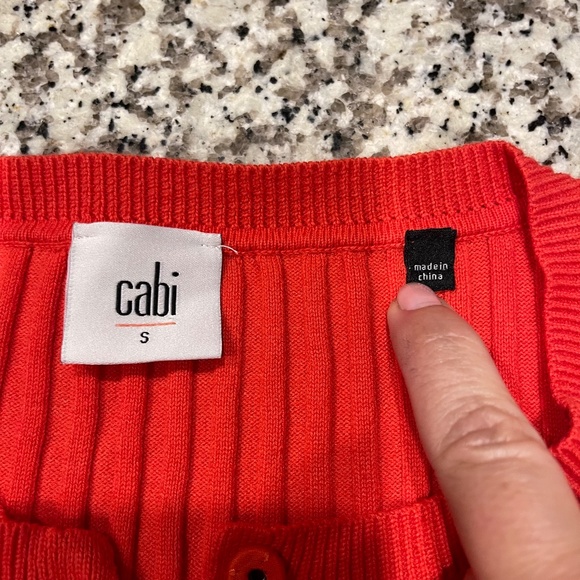 CAbi- Trumpet Cardi- Small- orange/coral trumpet sleeve rib knit - Picture 10 of 15